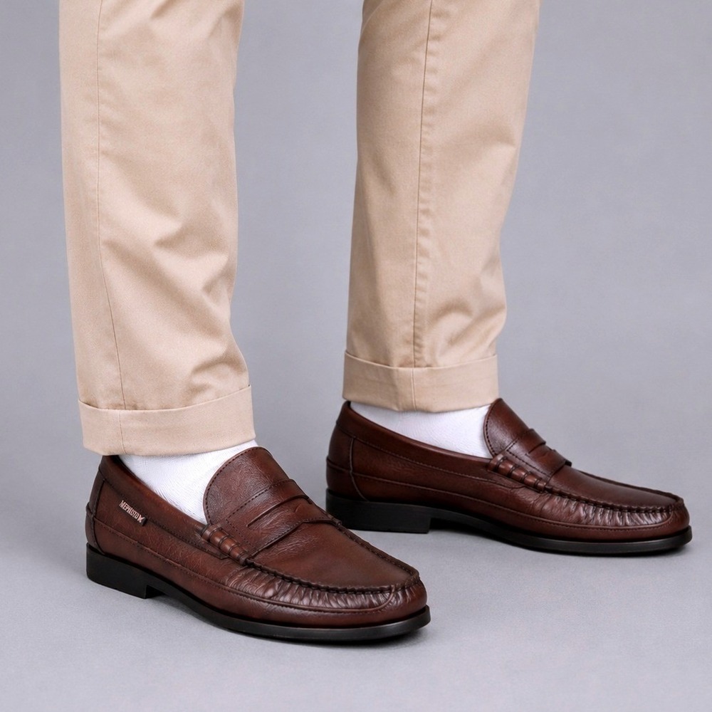 Mephisto Brown Leather Penny Loafers Men's US 10 EU 43 Vibram Gumlite